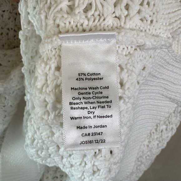 NWT Talbots Sweater Womens Plus 3X Collared Pullover Crochet Open Knit White - Picture 6 of 12